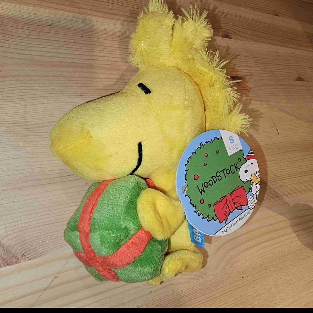 NWT‎ BARK Peanuts Woodstock Plush Squeaky Christmas Dog Toy Small Barkbox